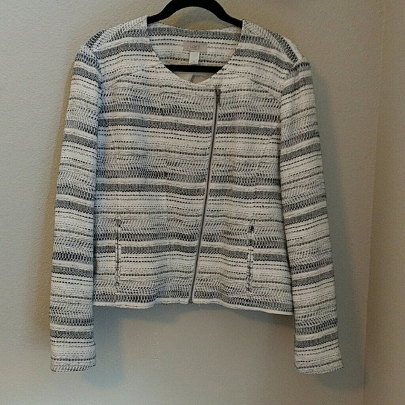 Black and white moto jacket - Picture 1 of 3